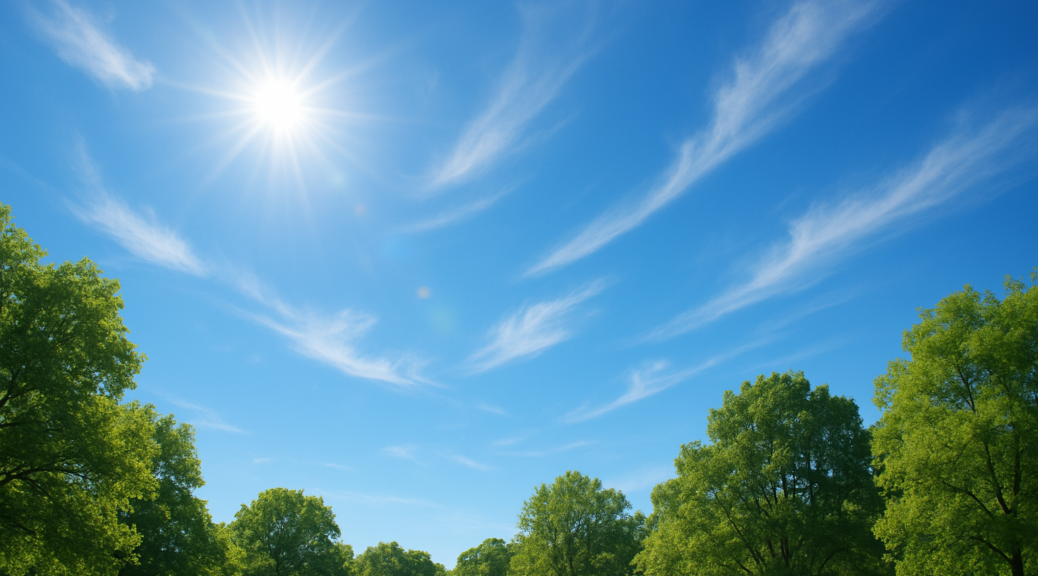Blauer Sommerhimmel mit kleinen weissen Wolken